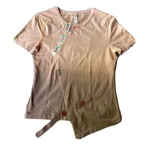 Waggon Womens Top Sz Med Colorful Beaded Gems Embroidered Floral Peace RARE